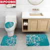 Tende da doccia Fiori di ciliegio Stampa Tessuto Tenda da bagno Set Fiore Tappeti antiscivolo Tappeto Copriwater Coperchio Tappetino da bagno Set 230628