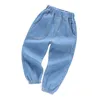 Брюки детские дышащие хлопковые джинсовые шаровары для мальчиков детская домашняя одежда от комаров 2 4 5 6 7 8 лет 230628