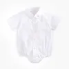 Rompers Baby Gentleman Shirt Romper Body Lapel Short Sleeves Summer Birthday Party born Outfits Toddler Infant Girl Boy Jumpsuits 230628