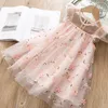 Partihandel Sommarmode Ny design Kidkläder Tulle broderi Lacy Baby Girl Princess Dress