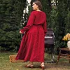 Plus storlek klänningar della mel 3xl 4xl storlek kvinnor kläder eleganta långa ärmar polka punkt kvinnlig maxi klänning avslappnad semester chiffong 230627