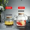 Bouteilles d'eau BORREY Drop Théière en verre résistant à la chaleur Différents styles de vente de services à thé Clear Kettle Flower Puer Infuser Pot 230627