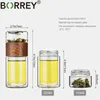 Borrey Glass Hot Tea Bottle Double Wall Glass Water Bottle Creative Tea Water Separation Glass Bottle Office Tea Bottle 200ml L230620