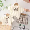 Kleding Sets Zomer Baby Meisjes Kleding Voor 12 Tot 18 Maanden Cartoon Mode T-shirts Met Korte Mouwen En Geruite Shorts peuter Jongens Outfit Set