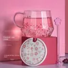 Sakura Diamante Copo de Vidro Copo de Água com Alça Rosa Bonito Copo Mexer Café Vidro Transparente L230620