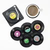 Mats kuddar est 6st plast Retro Vinyl Record Cup Mat Anti Slip Coffee Coasters värmesbeständig musikdryck Muggbord placemat 230627