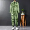 Mannen Jeans Overall Jumpsuit Revers Lange Mouwen Katoen MultiPocket Beam Voeten Mode Zwart Geel Rood Vracht Broek Broek 230628