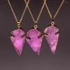 Pendant Necklaces Microbeauty 3 Colors Fashion Rough Natural Stone Necklace Crystal Druzy Drusy Quartz Vintage Unisex