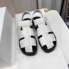 Sandals Summer Roman Ladies the Row Designer Classic Leather Buckle Hollow Weave Flat Heel Thick Bottom Formal Factory