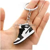 Keychains Lanyards Fashion 100 Styles 3D Basketball Shoes Keychain Stereoskopiska sneakers Key Chain Mini Sport Shoe Keyring PAG PEN DHX83