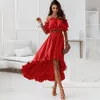 Two Piece Dress Summer Sexy Shortsleeved Women Suit Solid Fashion Slash Neck Show Waist Puff Sleeve Short Top Long Skirt 230627