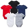 Bébé couleur pure barboteuses été infantile Triangle barboteuse Onesies garçon fille à manches courtes coton barboteuse vêtements