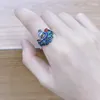 Cluster Rings LongLongjinsu S925 2023 Ethnic Handmade Eyebrow Drop Glue Oil Craft Peacock Ring Female Jewelry Mens