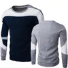 Herrtröjor 2023 Spring Autumn Men's tröjor Kontrast Färg Rund halsmode Business Casual Shirts Pullovers Street Men Wear