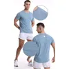 Lulu Designer Short Sleeves Summer Leisure Running Training Clothes Fiess Men's Tops T-shirt Quick Dry Breathable Loose Short Sleeve High Elasticity