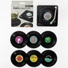 Mats kuddar est 6st plast Retro Vinyl Record Cup Mat Anti Slip Coffee Coasters värmesbeständig musikdryck Muggbord placemat 230627