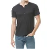 남자 티셔츠 캐주얼 블라우스 클래식 셔츠 패션 반팔 헨리 넥 여름 잘 생긴 셔츠 230627