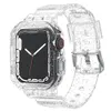 TPU Clear Glitter Rand för Apple Watch Band 38mm 40mm 42mm 44mm 41mm 45mm Glacier Wristband för IWatch Series SE 7 6 5 4 3 2 1