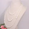 Chains Hand Knotted Elegant 3-4-8-9-10mm White Freshwater Pearl Necklace Long 127cm