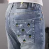Men's Jeans designer 2023 European thin jeans men's slim Slim-fit pants embroidery fashion high-end youth trousers men ZEVE