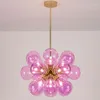 Żyrandole postmodernistyczne bąbelki żyrandol kuchnia luksusowa włoska lampa design loft żelaza dekoracje artystyczne szklane szklane różowe różowe