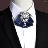 Bow Ties slips för mäns strass bomullsmaterial justerbar elastisk frenum skjorta krage blommor bröllop värd klänning tillbehör bowtie