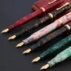 Stylos 2022 Couleur de luxe Couleur acrylique Agate Fountain Pen Golden Gift Spinning Holder Ink Student Office School Fournitures