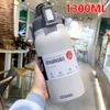 Thermoskannen 1300 ml Thermo-Wasserflasche mit großem Fassungsvermögen und Strohhalm, Edelstahl-Thermoskanne für Kälte und Sport, 230627
