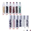 Packing Bottles Natural Gemstone Essential Oil Roller Ball Clear Pers Oils Liquids Roll On Bottle With Crystal Chips Drop Delivery O Dhh7H