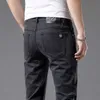 Мужские джинсы дизайнерские европейские бренды черные джинсы мужские тонкие облегающие брюки эластичные молодежные корейские повседневные летние тонкие S1FF