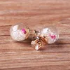 Latest Design Dainty Flower Acrylic Rhinestone Stud Chic Transparent Resin Round Ball Botanical Jewelry Earrings For Girls