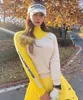 Gym Clothing Spring And Summer Golf Women's Knitted Top Bright Long Sleeve Half Neck Slim Fit Elastic Versatile Casual