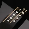 RINNTIN GPE22 Großhandel Perlen Schmuck 925 Silber Süßwasser Perlen Ohrringe Zirkon 14K Gold Überzogene Stud Tropfen Ohrringe Für Frauen