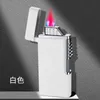 Новая плоская газовая зажигалка с розовым пламенем, ветрозащитная сжатая струя, бутановая горелка, аксессуары для курения сигарет, подарок для мужчин, без газа