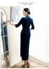 Roupa étnica Tamanho M-4XL Chinês Qipao Clássico Feminino Veludo Renda Cheongsam Vestido Slim 2023 Vestido de Festa à Noite
