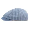 Denim Women Octagonal Hat Retro Newsboy Caps British Painters Hat Men Striped Beret Gorras Visor Casquette Gatsby Flat Ivy Hat