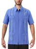 Chemises habillées pour hommes à manches courtes Guayabera cubaine Chemise hawaïenne mexicaine à fermeture éclair sur le devant avec poche 230628