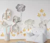 Sfondi Bacal Custom Large Po Cartoon 3D Wallpaper Mural Cute Elephant Stars Murales per camerette per bambini Carta da parati Huda