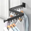 Hangers Racks Retractable Cloth Drying Rack Folding Clothes Hanger Wall Mount Indoor Outdoor Space Saving Aluminum Home Laundry Clothesline 230627