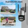 8MP 4K aparat IP bezpieczeństwo Wi-Fi kamera PTZ 2.8+12 mm podwójna soczewki kolor na noktowizor Nic wizji CCTV aparat 8x cyfrowy zoom L230619