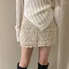 Jupes creux crochet mini coréen bodyconmcon court court a-line tricot femme douce mince haute jupe vintage vintage