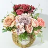 装飾的な花人工牡丹シルクローズブーケ花嫁DIYウェディングガーデンホームデコレーションアクセサリーのための偽の花を保持する
