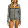 Women Hoodies Coat New Women's Casual Rainbow Hooded Sweatshirts LGBT Fashion Zip-up Striped Hoodies