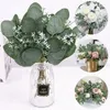 Fleurs décoratives 5pcs Faux Eucalyptus Feuilles Tiges Verdure Artificielle Pour La Mariée Bouquet Vase Arrangement Floral De Mariage Décoration De La Maison