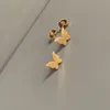 Orecchini a bottone Semplice adorabile piccolo orecchino a forma di farfalla color oro lucido per le donne Gioielli con polsino dell'orecchio in acciaio inossidabile animale carino