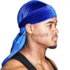 Bandanas Stretchable Luxury Velvet Durag Cap Straps headwraps med lång svans och breda remmar Bandana Women Bandana pannband x0628