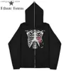 Herrtröjor tröjor y2k zip up hoodie män skalle zipper vintage y2k kappa överdimensionerade hoodies harajuku streetwear demon tröjor spindel män kvinnor t23628