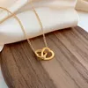 Pendant Necklaces Simple Double Heart Necklace for Women Couple Stainless Steel Choker Gold Color Chain Wedding Party Friends Jewelry Gift 230613