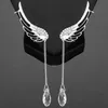2023 delle nuove donne di modo argento placcato ali d'angelo stilista pendente di cristallo orecchini pendenti gioielli delle donne squisite