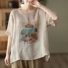 Men's TShirts Floral Print Bat Sleeve T Shirt Summer Women Casual Loose TShirt Korean Ladies Cotton Woman Vintage Asymmetry 230628